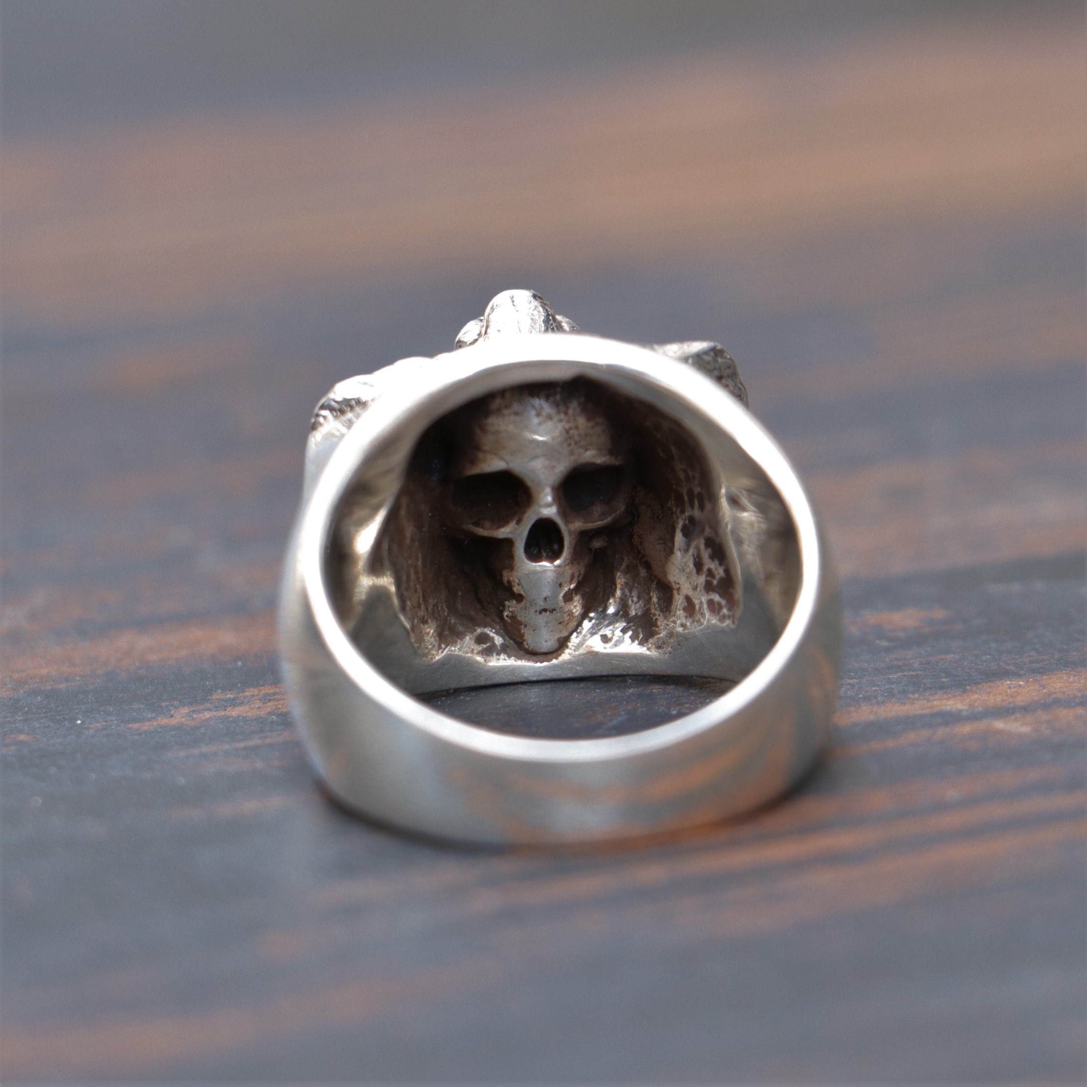 Tiger and Skull Inside Heavy 925 Sterling Silver Men's Ring
