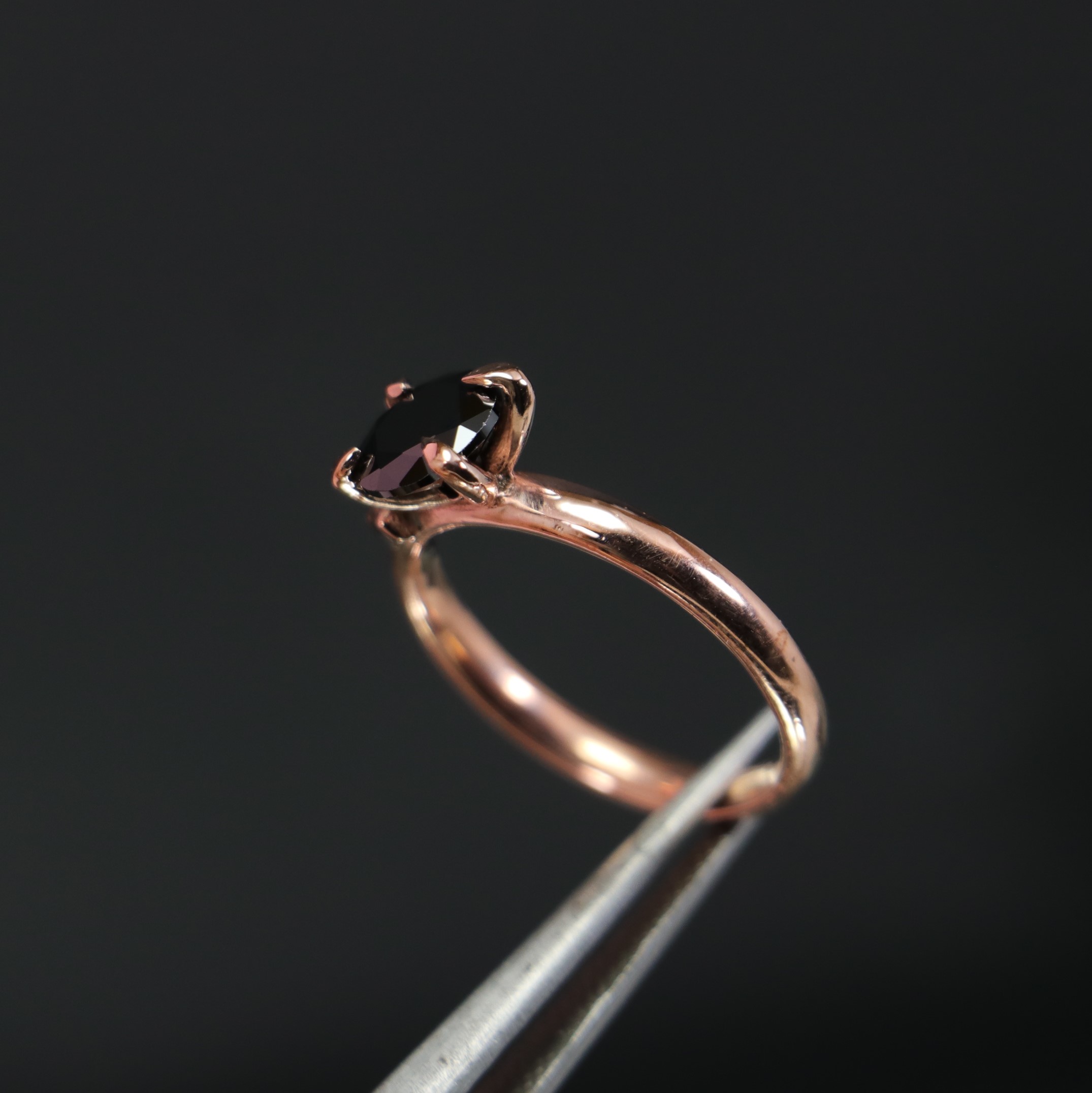 Onyx Stone Bud Flower 925 Silver Rose Gold Plated