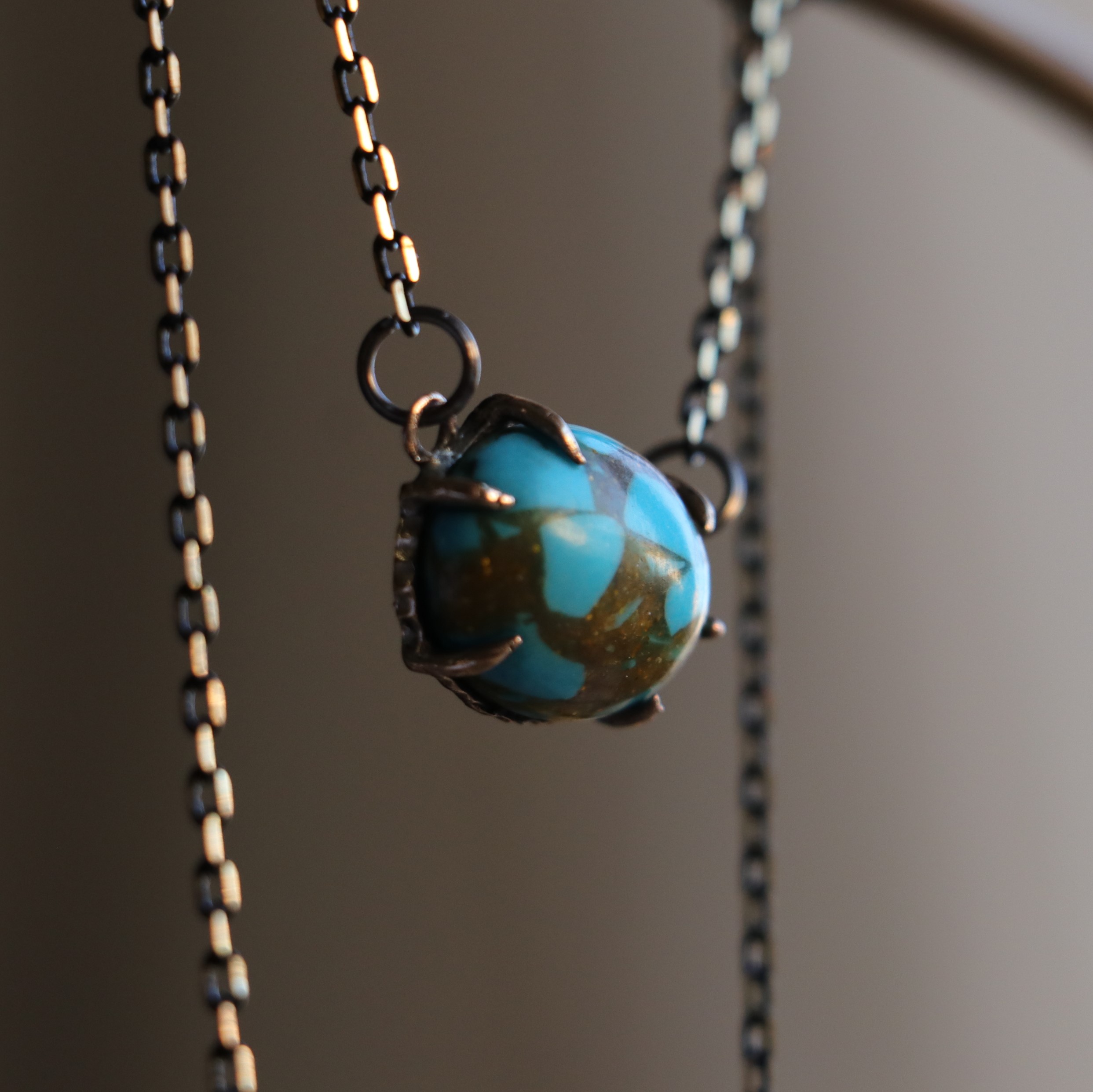 Turquoise Stone Pointed Nail Necklace