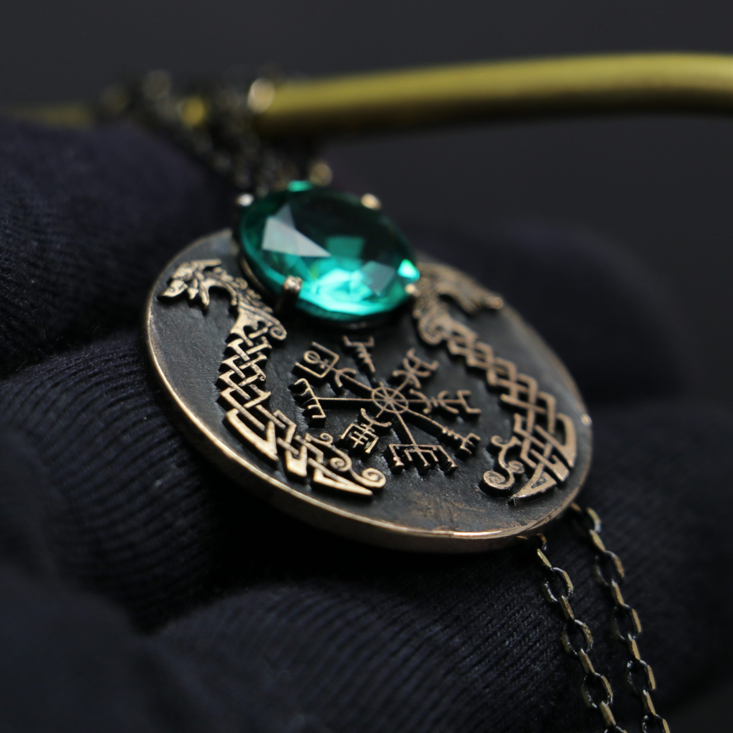 Viking Talisman Jade Locket Necklace