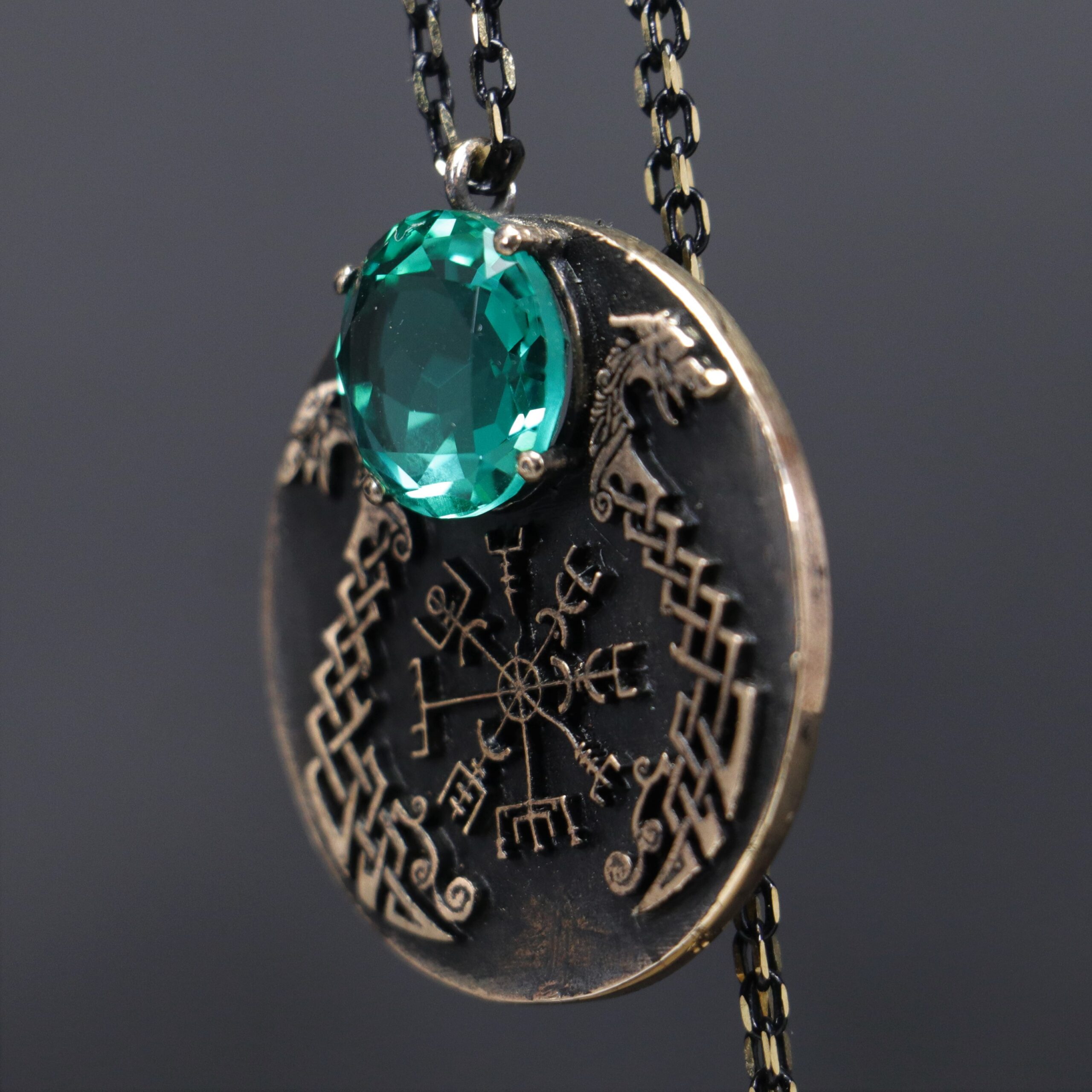 Viking Talisman Jade Locket Necklace
