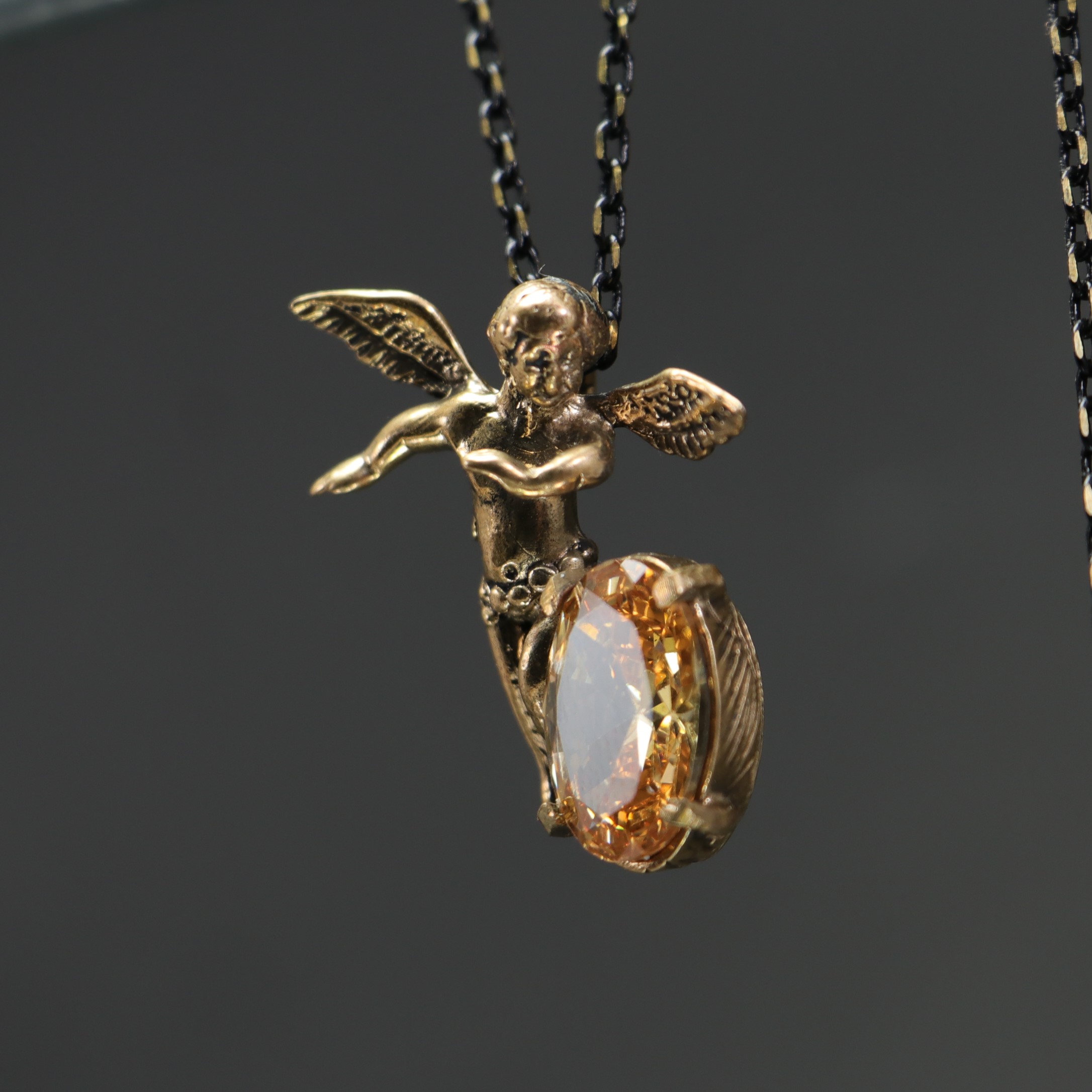 Vintage Angel Citrine Necklace