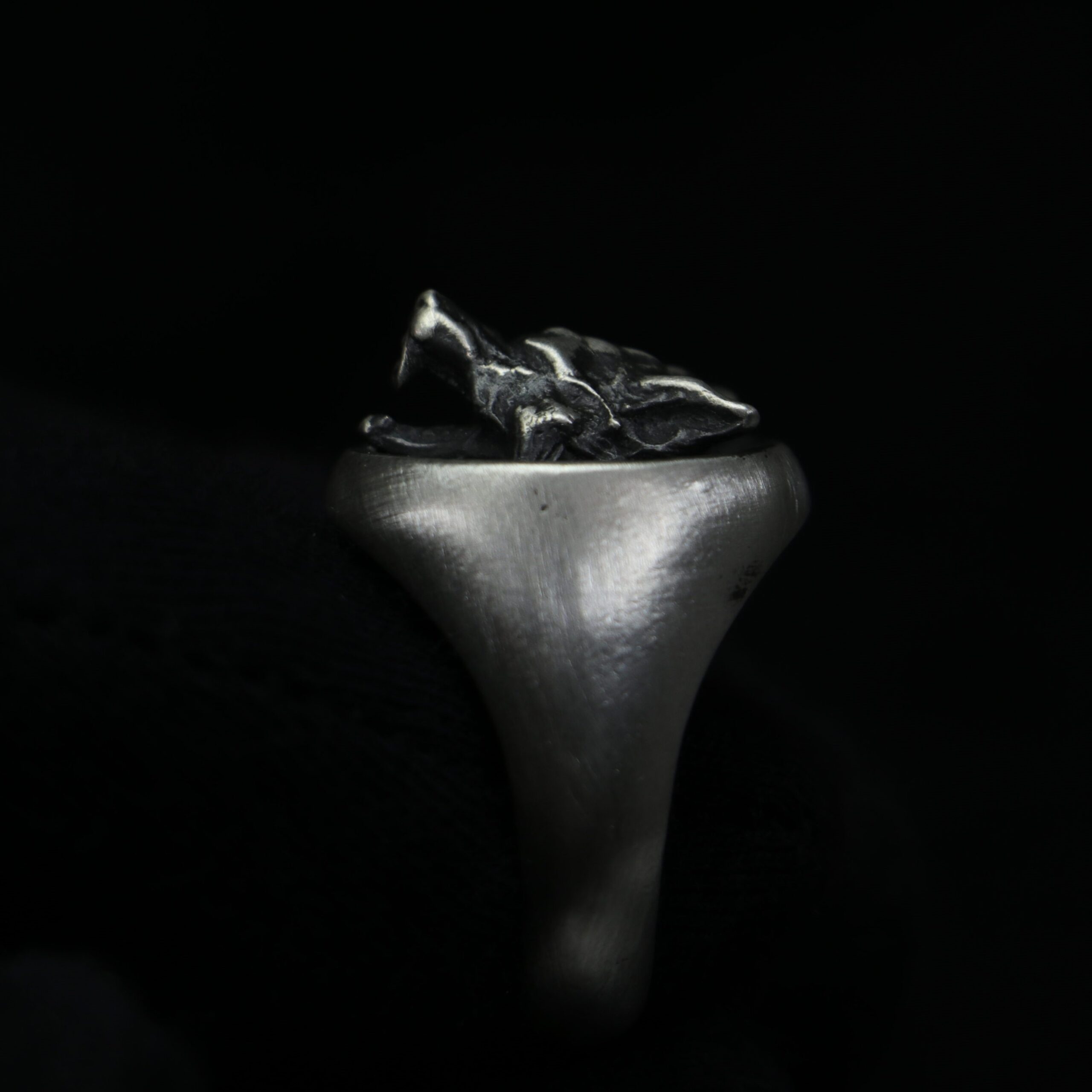 Wolf Tumbled 925 Sterling Silver Men's Ring